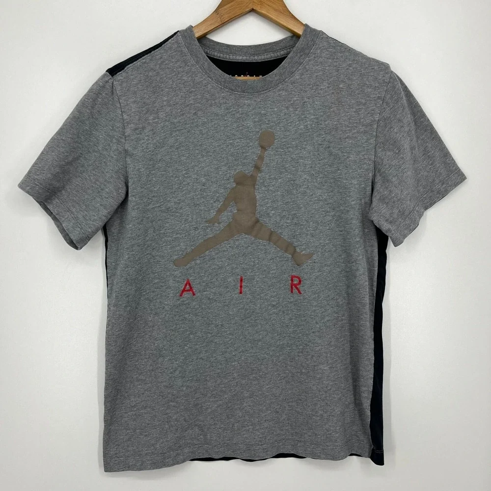 Jordan Air T-Shirt Men's M‎ Gray Jumpman Logo Solid Crew Neck Short Sleeve